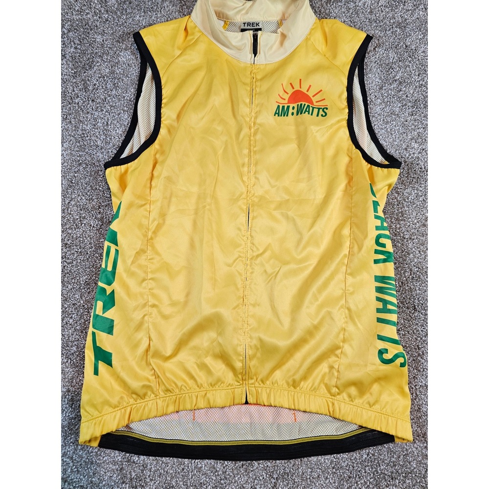 Trek AM:WATTS Cycling Vest Mens Medium Yellow Full Zip Mesh Back Gilet‎ 40949